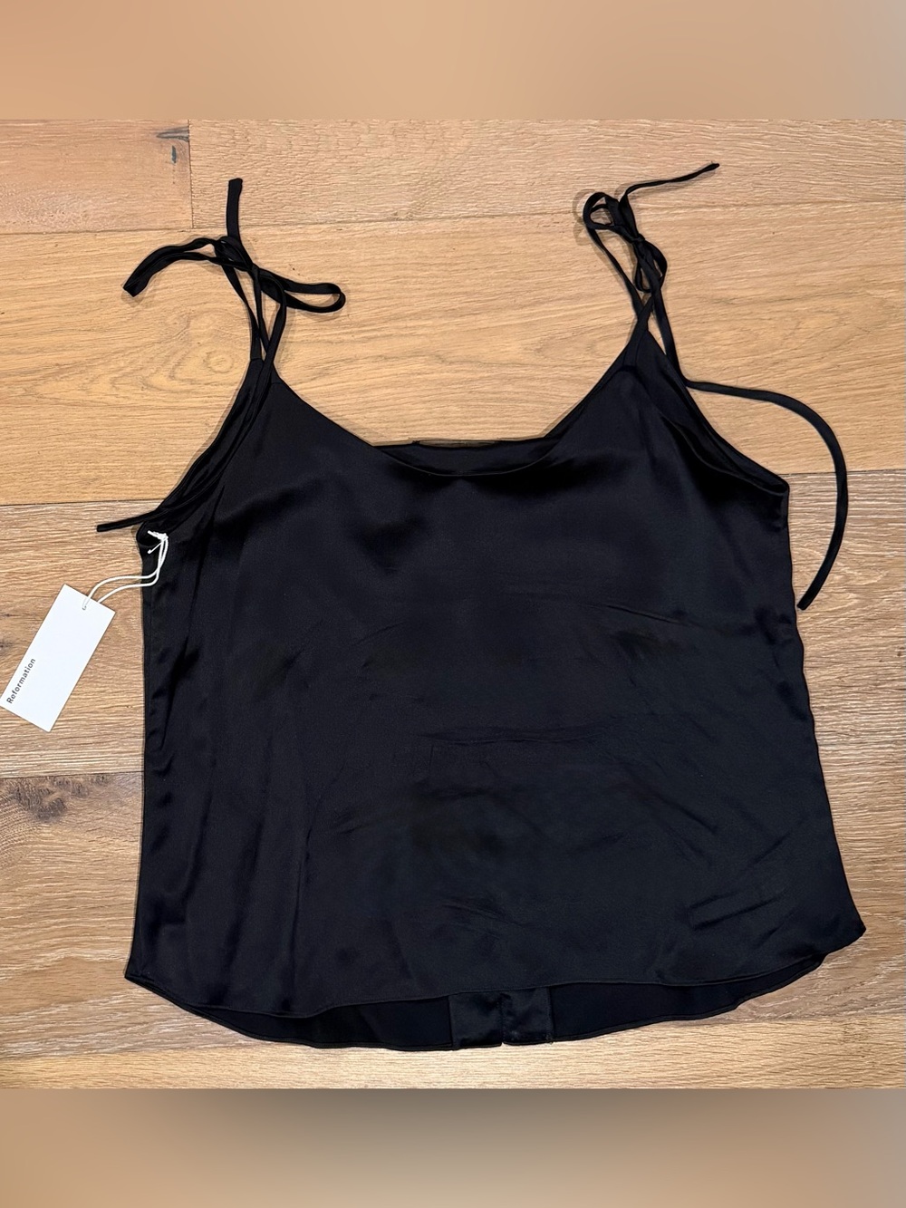 NWT Reformation | Alice Top Size M in Black 100% Silk Cami - Picture 3 of 9